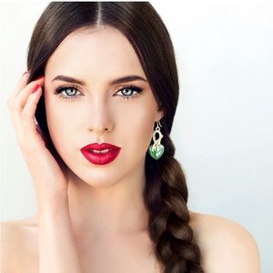 Women Valentine's Day Gifts Heart Shaped Crystal Necklace Earrings